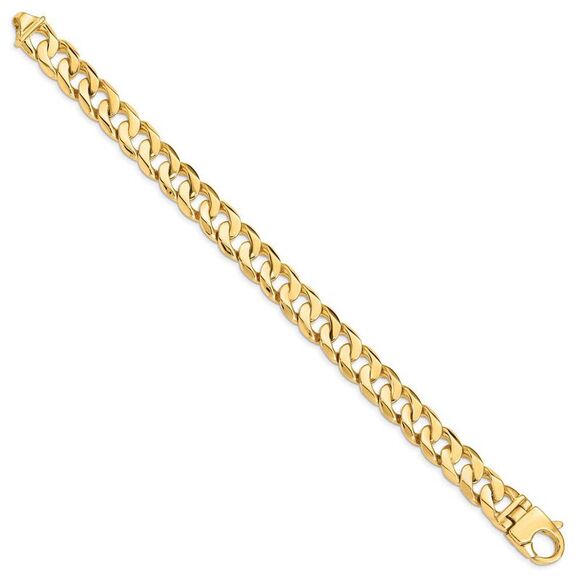 Men's 14k Yellow Gold 11mm Fancy Solid Curb Chain Bracelet, 8.25 Inch - Picture 2 of 5
